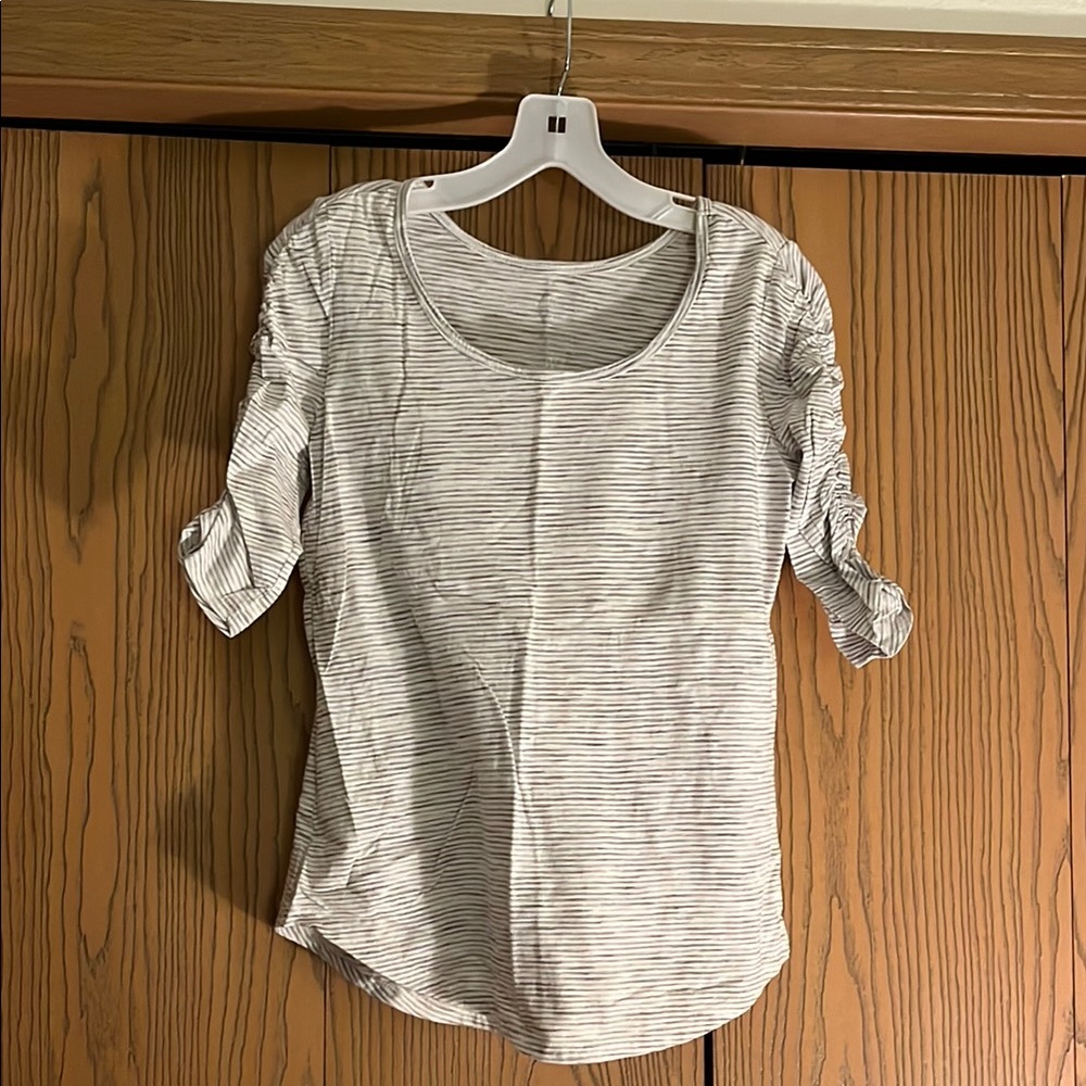 Striped White and Gray Women's Top